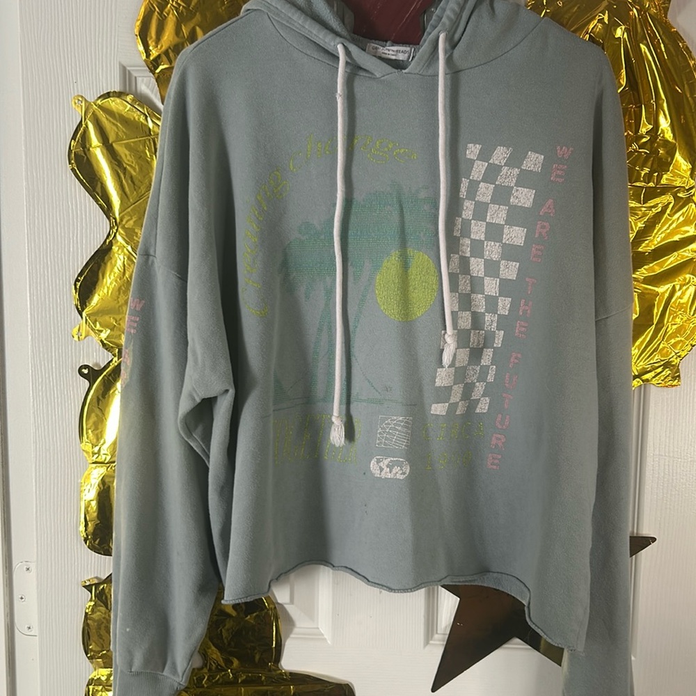 Used hoodie, teal/skyblue